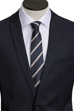 Lindbergh Polyester tie with stripe 7 cm Navy Hot
