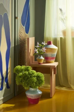 Kähler Poppery Vase med æble H32 cm pink/mint/gul Discount