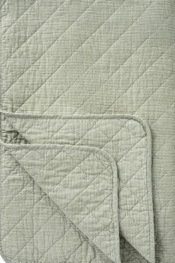 Ib Laursen Quilt mælkedrengestriber Hvide/st&oslash;vgr&oslash;n Clearance