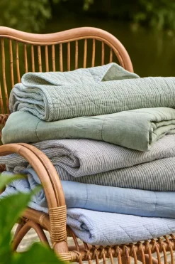 Ib Laursen Quilt mælkedrengestriber Hvide/st&oslash;vgr&oslash;n Clearance