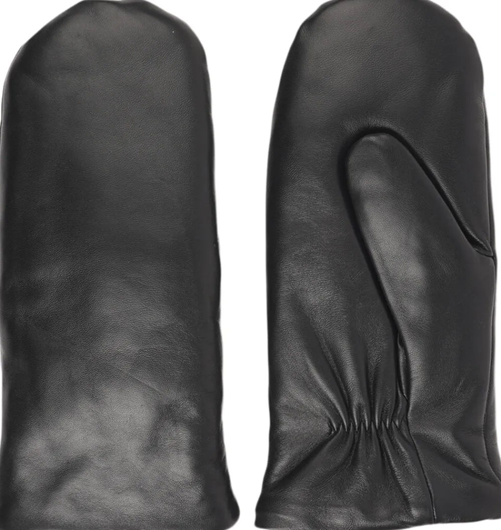 Lovelies RAVENNA - FINE LEATHER MITTENS W/ FLEECE LINING Black Discount