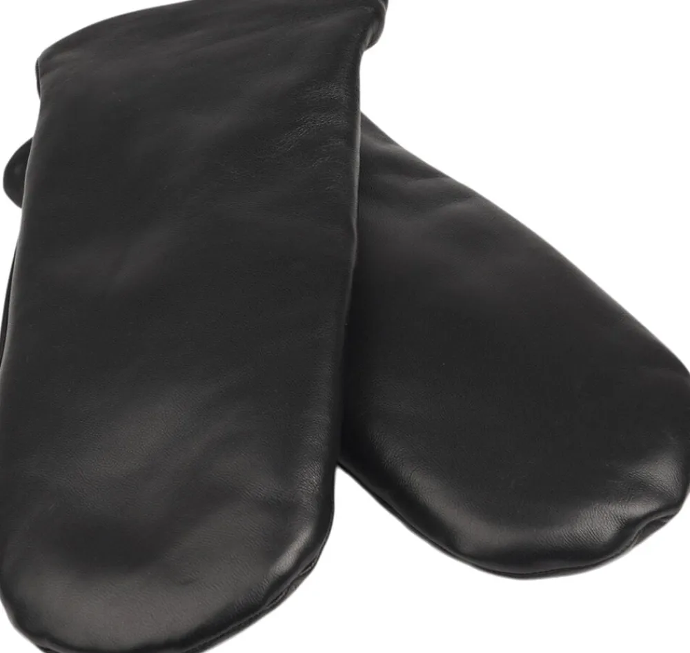 Lovelies RAVENNA - FINE LEATHER MITTENS W/ FLEECE LINING Black Discount