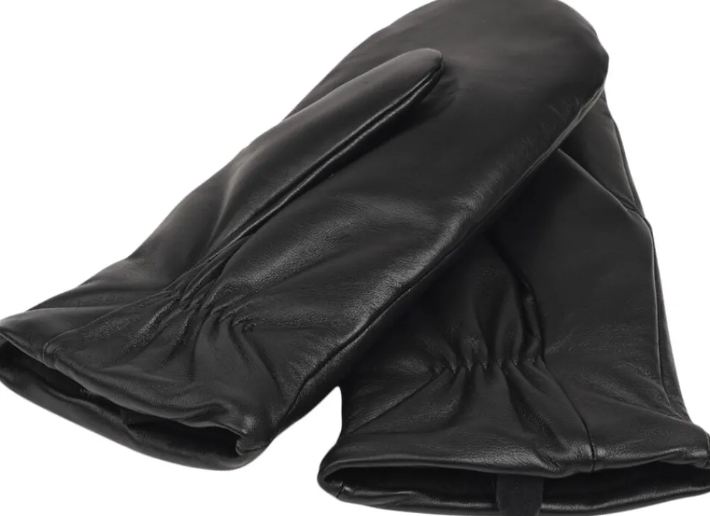 Lovelies RAVENNA - FINE LEATHER MITTENS W/ FLEECE LINING Black Discount