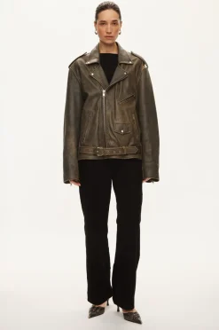 Oval Square Ready Leather Biker Greyn antique Discount