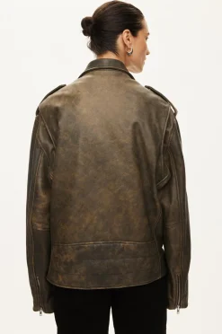 Oval Square Ready Leather Biker Greyn antique Discount