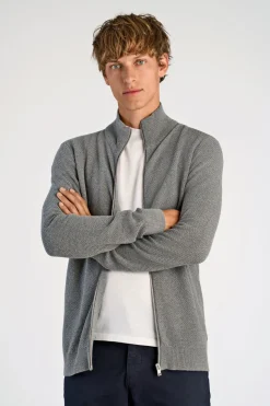 Lindbergh Recycle structure zip cardigan Dk grey Clearance