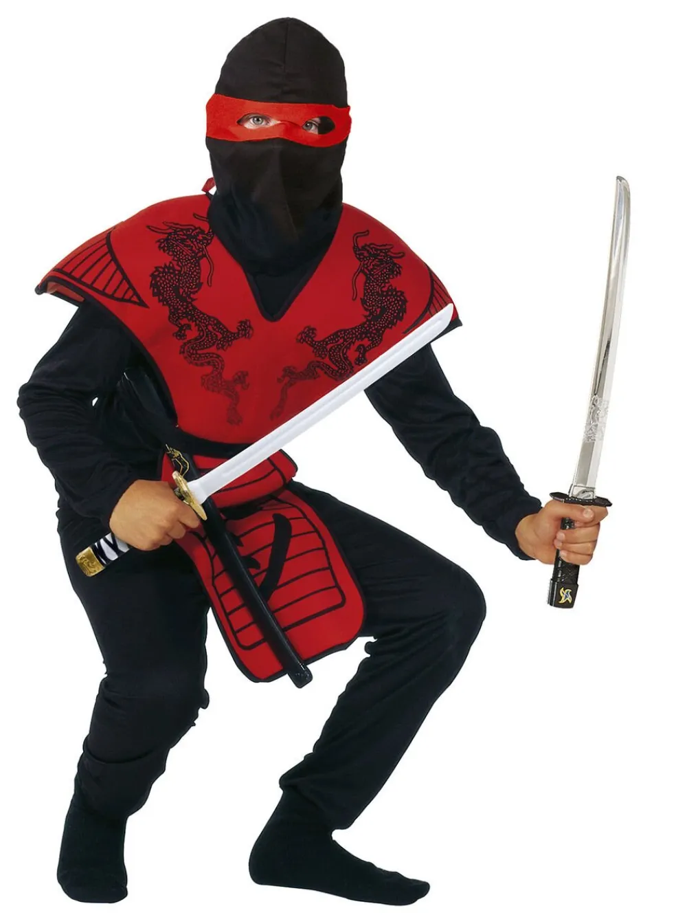 RIO Red Ninja Stofbrynje. bluse, bukser, hætte og maske str. 120 Sale