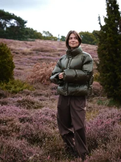 Neo Noir Rhea Shiny Puffer Jacket Olive