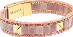 Rhodonite Stud Bracelet>Nialaya Online