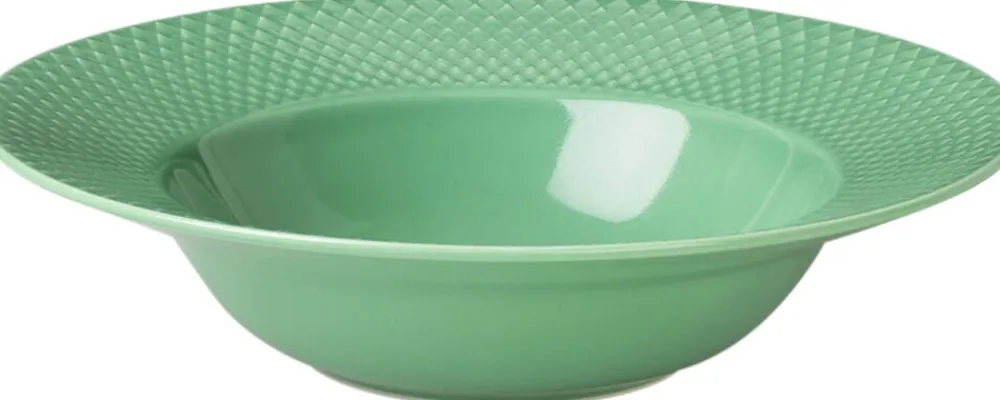 Lyngby Porcelæn Rhombe Dyb tallerken Ø24,5 cm grøn porcelæn