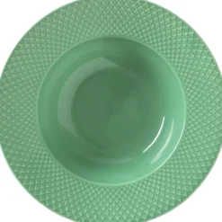 Lyngby Porcelæn Rhombe Dyb tallerken Ø24,5 cm grøn porcelæn