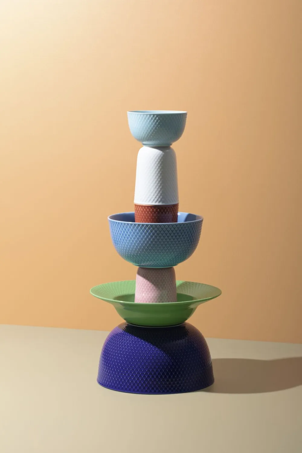 Lyngby Porcelæn Rhombe Dyb tallerken Ø24,5 cm grøn porcelæn