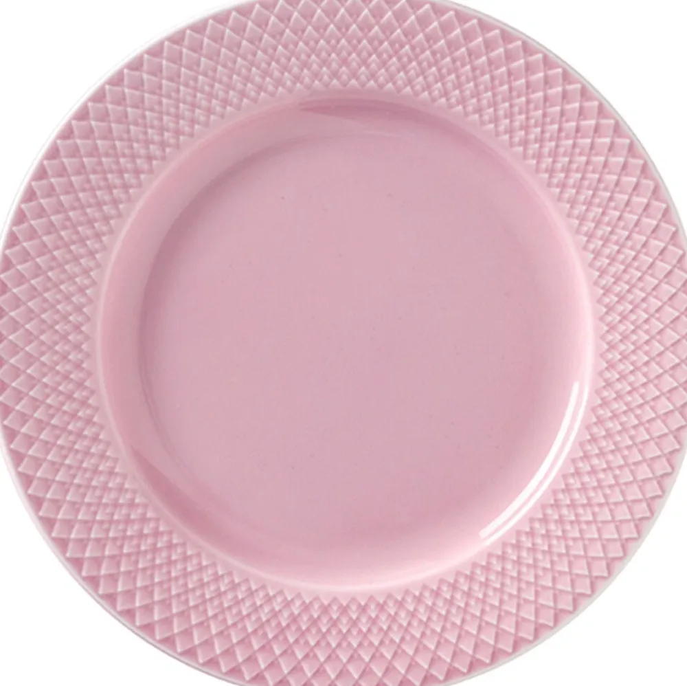Lyngby Porcelæn Rhombe Frokosttallerken Ø21 cm rosa porcelæn