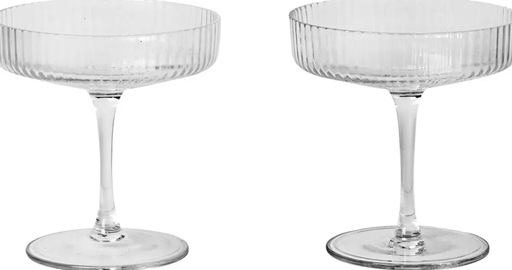 Ripple Champagne Saucers - Set of 2 - Clear>Ferm Living Hot