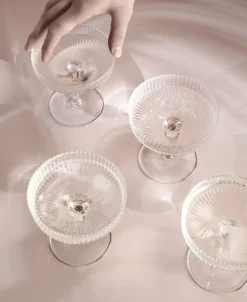 Ripple Champagne Saucers - Set of 2 - Clear><noscript><img width=