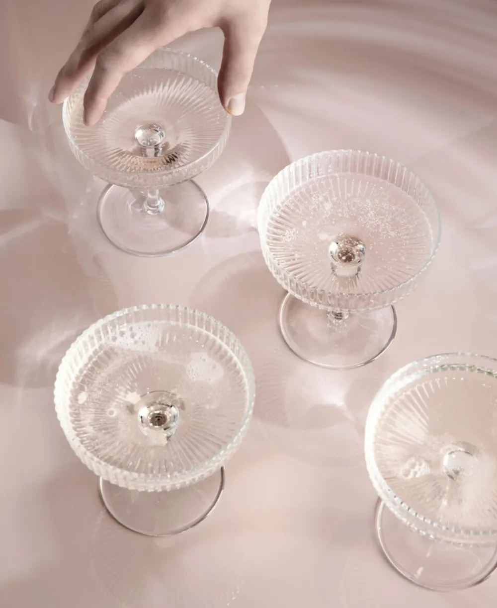 Ripple Champagne Saucers - Set of 2 - Clear>Ferm Living Hot