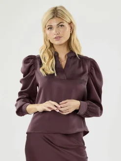 Neo Noir Rosslyn Heavy Sateen Blouse Burgundy Best