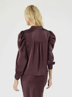 Neo Noir Rosslyn Heavy Sateen Blouse Burgundy Best