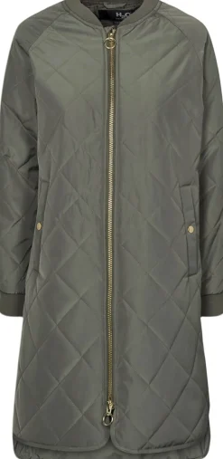H2O Rubina Quilted lang overgangsjakke Gr&oslash;n New