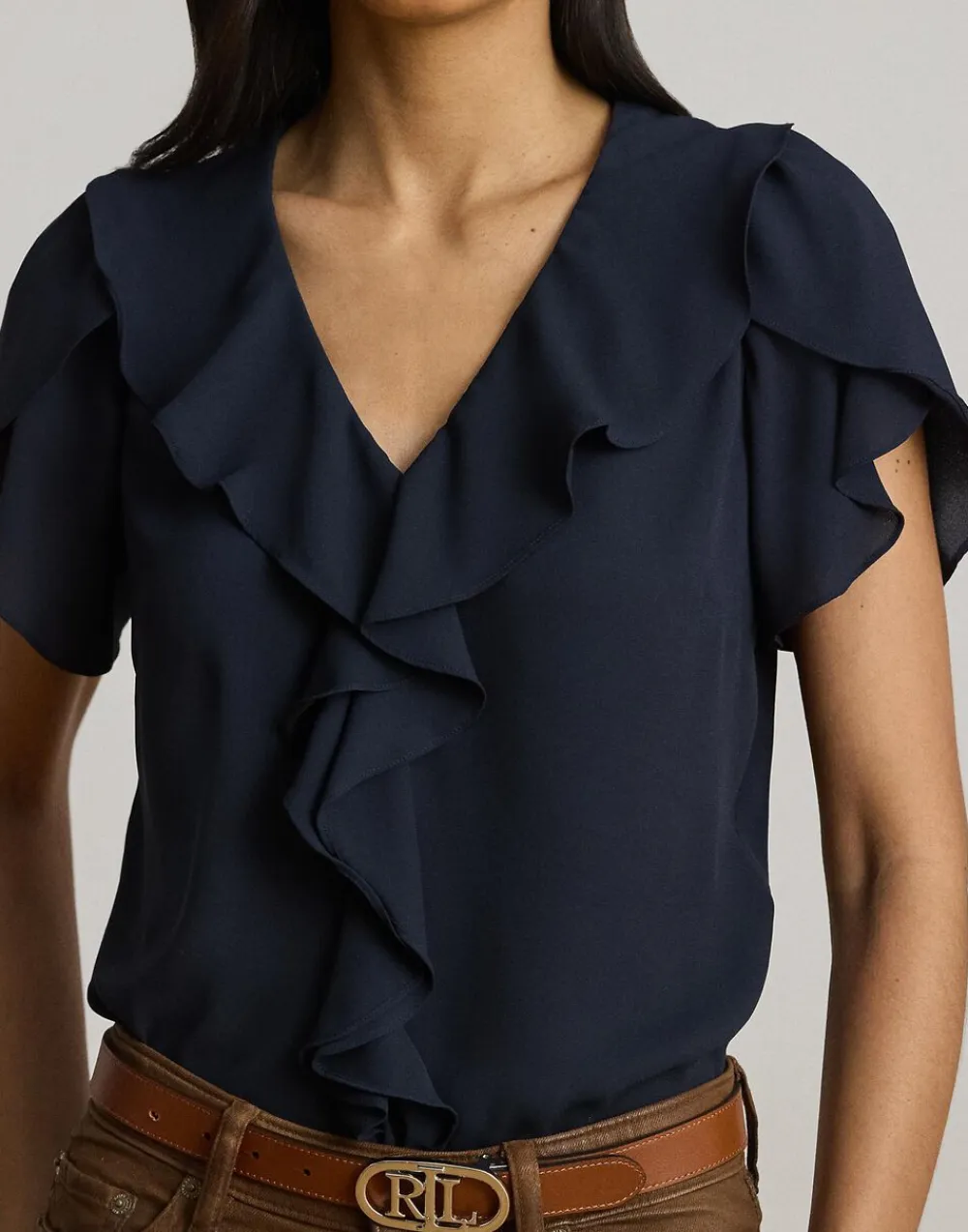 Ruffle-Trim Georgette Blouse>Lauren Ralph Lauren Best