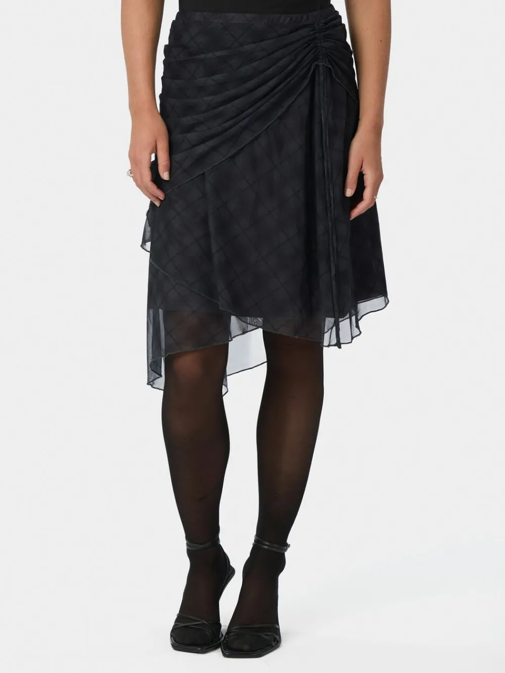 Dame Neo Noir Saffron Check Mesh Skirt