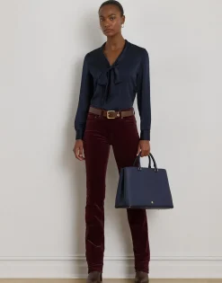 Lauren Ralph Lauren Satin Charmeuse Tie-Neck Blouse Lauren navy Outlet