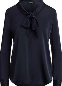 Lauren Ralph Lauren Satin Charmeuse Tie-Neck Blouse Lauren navy Outlet