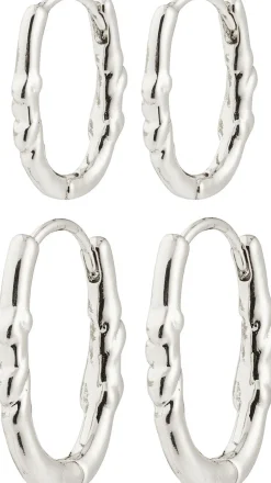 SENSE hoop øreringe, 2-i-ét sæt, sølvbelagt>Pilgrim Clearance