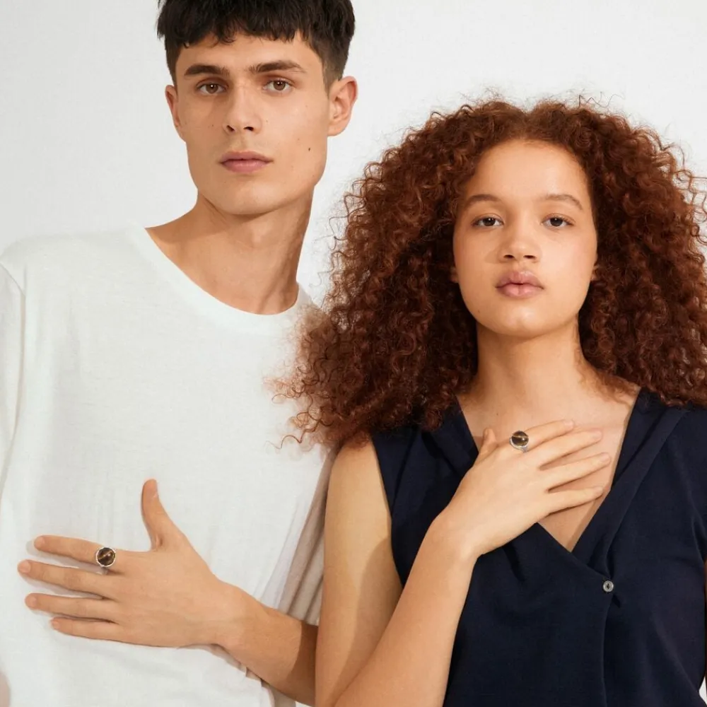 Pilgrim SENSE ring sølvbelagt/agat Discount