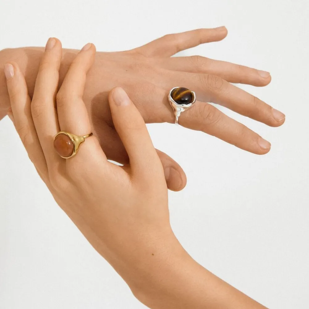 Pilgrim SENSE ring sølvbelagt/agat Discount