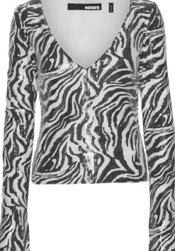 SEQUINS V-NECK TOP><noscript><img width=