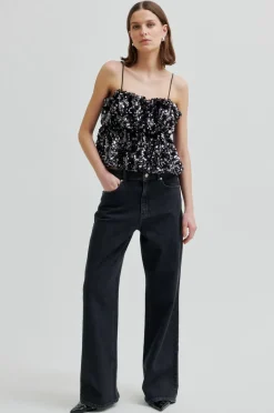 Dame Second Female Shiny Strap Top