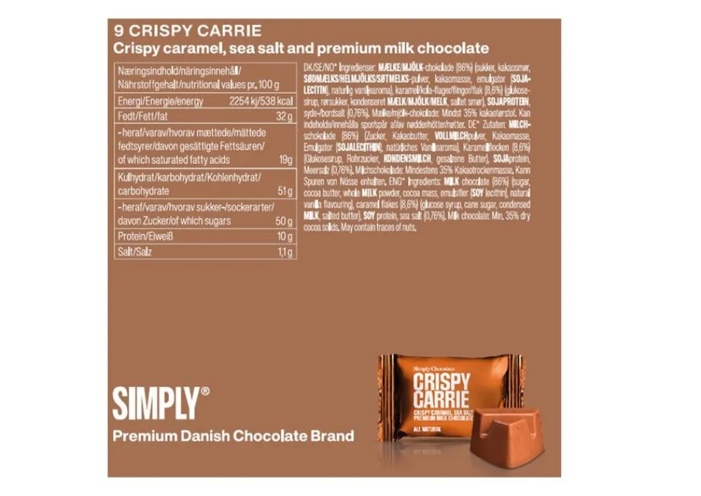 Simply Chocolate Simply® CRISPY CARRIE chokoladeæske (90g)
