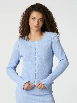 Neo Noir Sirine Smock Blouse Light blue Outlet