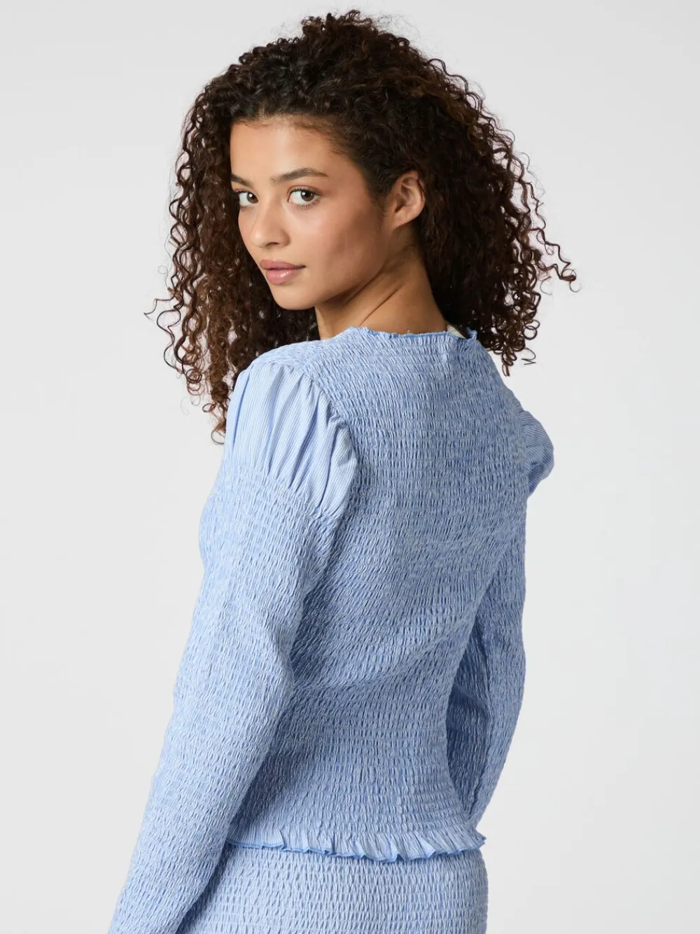 Neo Noir Sirine Smock Blouse Light blue Outlet