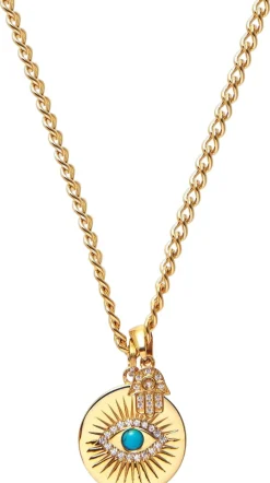 Nialaya Skyfall Evil Eye and Hamsa Hand Necklace Gold Online