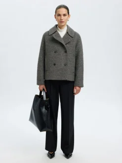 Selected SLFALMA BOUCLE WOOL BLEND JACKET NO Grå Online