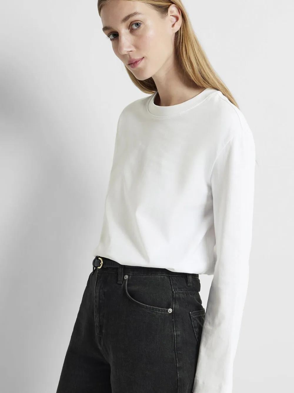 Selected SLFESSENTIAL LS BOXY TEE NOOS Hvid Clearance