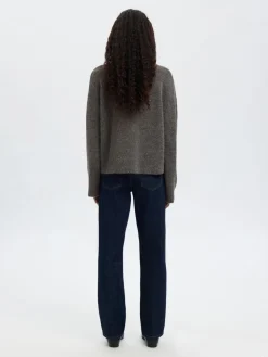 Selected SLFLULU LS KNIT ROLL NECK NOOS Grå Sale