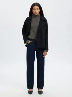 Selected SLFLULU LS KNIT ROLL NECK NOOS Grå Sale