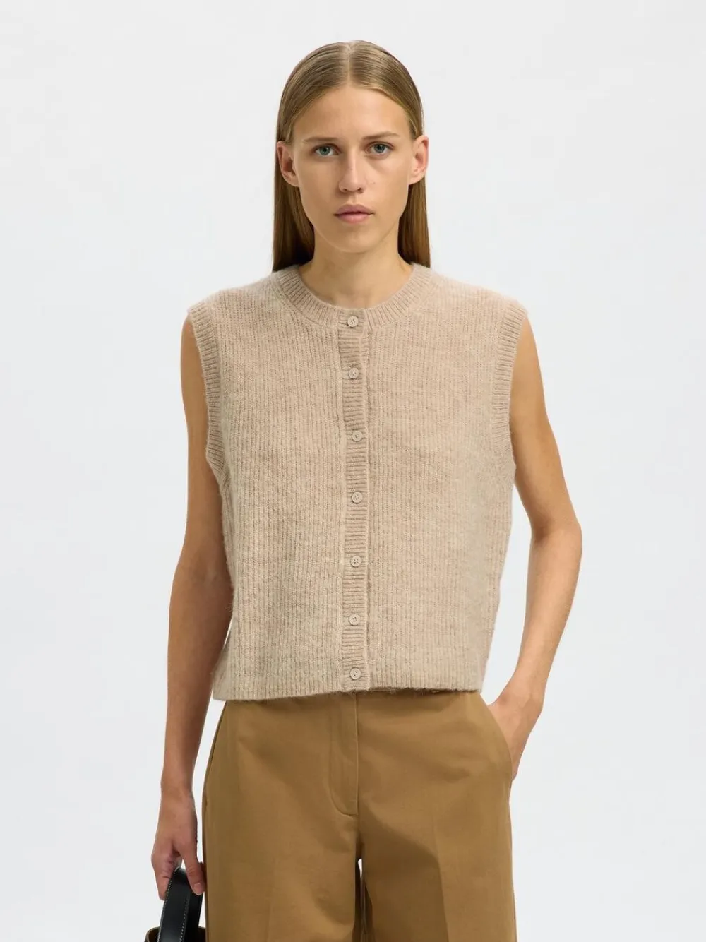 SLFLULU SL BUTTON O-NECK VEST NOOS>Selected Outlet