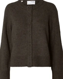 Dame Selected SLFRENA LS KNIT CARDIGAN CAMP