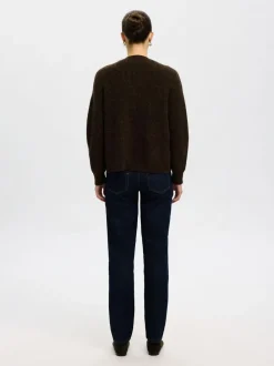 Dame Selected SLFRENA LS KNIT CARDIGAN CAMP