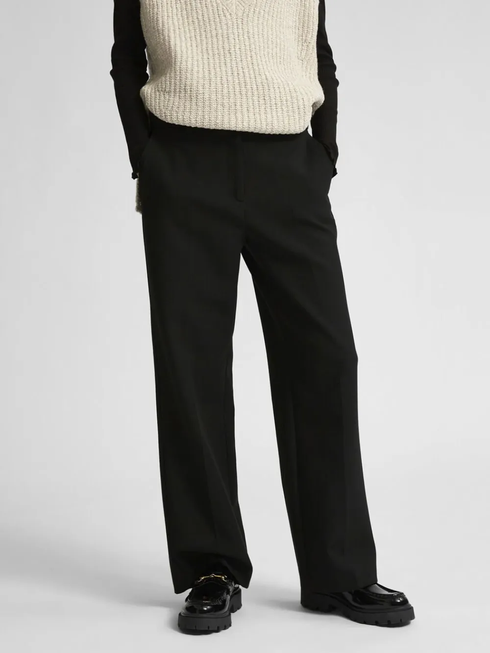 Selected SLFRITA MW WIDE PANT BLACK N NOOS Sort New