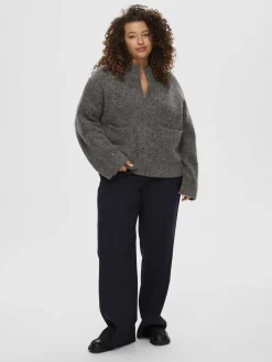 Dame Selected SLFSIA RAS LS ALPACA BLEND KNIT ZIPPER CARDIGAN