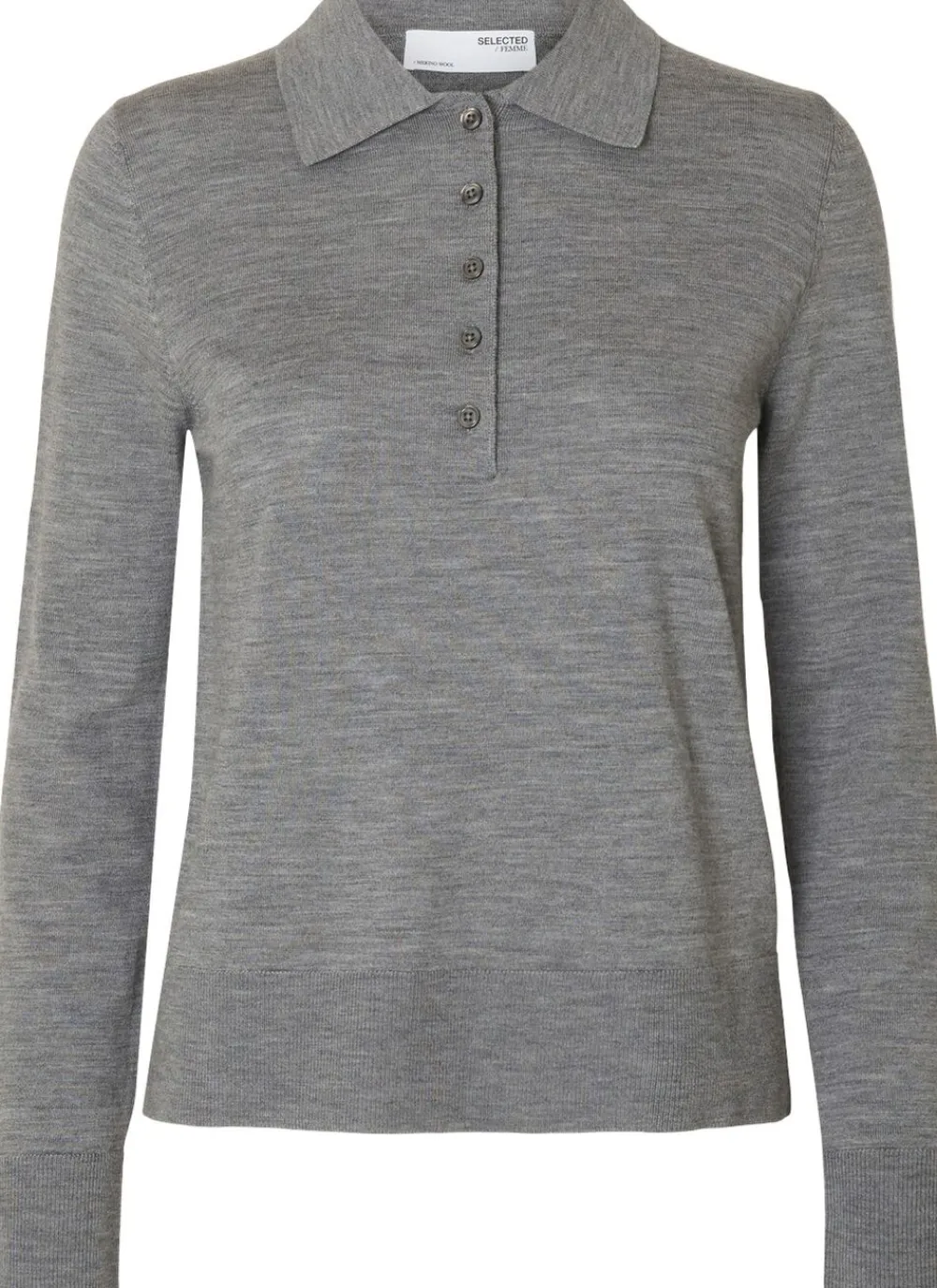 Dame Selected SLFTHEA LS KNIT MERINO COLLAR NECK