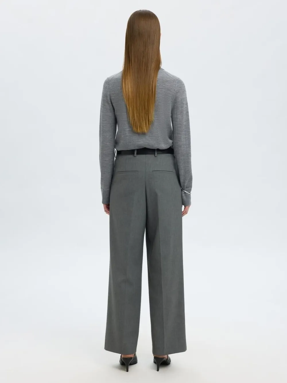 Dame Selected SLFTHEA LS KNIT MERINO COLLAR NECK