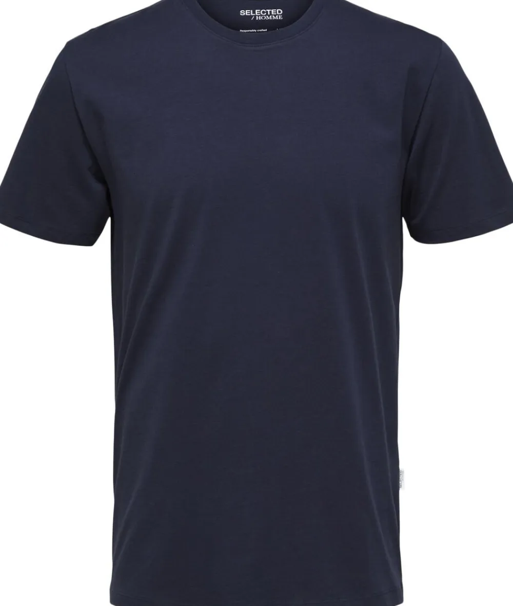 Selected SLHASPEN SS O-NECK TEE NOOS Blå Sale