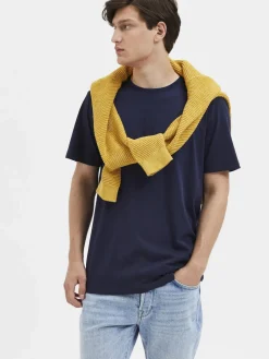 Selected SLHASPEN SS O-NECK TEE NOOS Blå Sale
