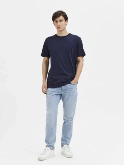 Selected SLHASPEN SS O-NECK TEE NOOS Blå Sale